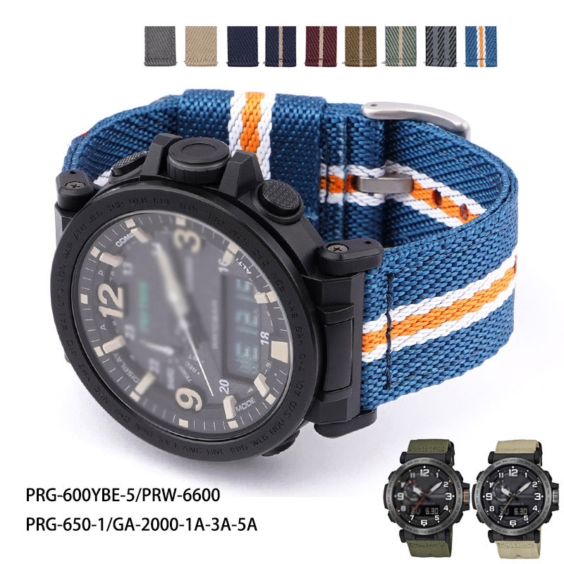 สายนาฬิกาข้อมือไนล่อน ผ้าแคนวาส กันน้ํา 24 มม. แบบเปลี่ยน สําหรับ Casio G-SHOCK PRW-6600 PRG-600/650