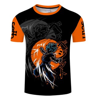 เสื้อยืดแขนสั้นลําลอง พิมพ์ลาย Dragon Ball 3 มิติ สําหรับผู้ชาย