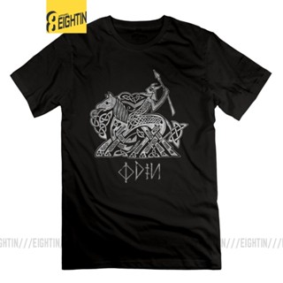 [S-5XL] ขายดี เสื้อยืดคอกลม แขนสั้น พิมพ์ลาย Eightin Viking Odin Riding In Valhalla on Sleipnir สไตล์วินเทจ สําหรับผู้ชา