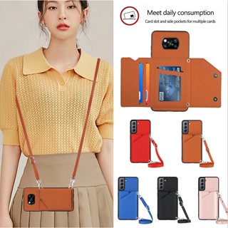 เคสโทรศัพท์มือถือแบบนิ่ม พร้อมช่องใส่บัตร และสายคล้อง สําหรับ Redmi 9T 9A 9i 9C 9 Power K40 Gaming Poco C30 X3 Pro NFC M4 M3 Pro 5G