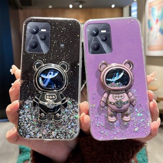 เคสโทรศัพท์มือถือ แบบใส ลายนักบินอวกาศ มีทรายไหล สําหรับ Realme C35 C33 C30 C31 10 9 Pro Plus Narzo 50 Pro 5G