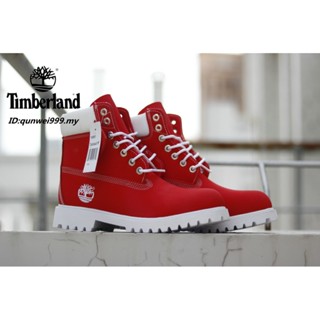 Qu230316 มาใหม่ Timberland รองเท้ากีฬาลําลอง ข้อสูง สวมใส่สบาย สีแดง แฟชั่นสําหรับผู้ชาย และผู้หญิง