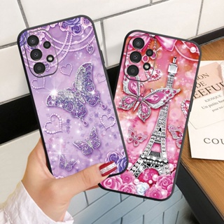 เคสโทรศัพท์มือถือ ซิลิโคนนุ่ม ลายผีเสื้อ ประดับเพชร สําหรับ Samsung Galaxy A13 A23 A33 A53 A73