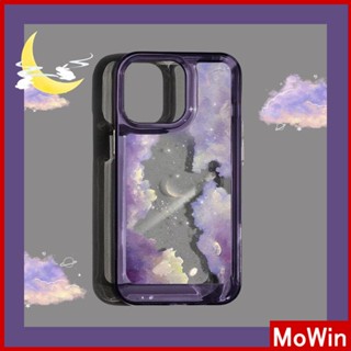 Mowin - เข้ากันได้สำหรับ เคสไอโฟน เคสไอโฟน11 เคส iphone 11 สำหรับ iPhone 14 Pro Max เคสไอโฟนเคสอะคริลิกเคสแข็ง HD เคสใสชุบปุ่มกันกระแทกดวงจันทร์สีม่วงเมฆสีดำเข้ากันได้สำหรับ iPhone 13 Pro max 12 Pro Max 11 xr 7plus 6splus