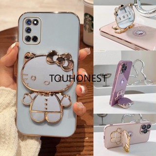 เคส Realme 7i เคส Realme C17 เคส Realme 5 Pro Casing Realme 7 Pro Cases Realme 10 Pro Plus Case Cute Anime Cartoon Vanity Mirror Hello Kitty Holder Phone Cover Case With Metal Sheet TK โทรศัพท์มือถือ ลายการ์ตูน น่ารัก พร้อมแผ่นโลหะ สําหรับ