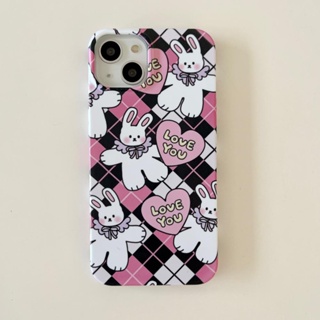 Casing Hard Case Compatible With iPhone11 iPhone12 iPhone12Pro iPhone12ProMax iPhone13 iPhone13Pro iPhone13ProMax 14 14Pro 14Plus 14ProMax Love rabbit Pattern Cover