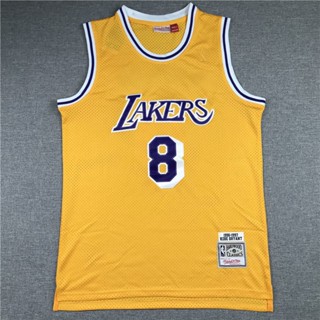 ขายดี nba Lakers No. ป้ายฉลาก Kobe Briante สีม่วง สีเหลือง เลขที่ 8 สไตล์เรโทร เสื้อกีฬา ปักลาย สีเหลือง 24 ชิ้น 541819