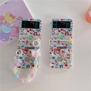 เคสโทรศัพท์แบบแข็ง ฝาพับ กันกระแทก ลายแมว KT พร้อมบานพับ สําหรับ Samsung Galaxy Z Flip 4 Z Flip 3 5G