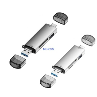 Btf เครื่องอ่านการ์ดรีดเดอร์ ความเร็วสูง 6-IN-1 USB3.0 Type-c ฮับหลายพอร์ต ความเร็วสูง สําหรับกล้อง โทรศัพท์ พร้อม OTG