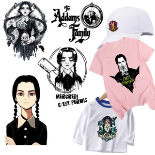 แผ่นแพทช์รีดร้อน ลาย Addams Iron on Patches TV Series สําหรับตกแต่งเสื้อยืด ของขวัญวันเกิด DIY