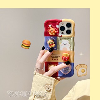 Ins ใหม่ เคสป้องกันโทรศัพท์มือถือ แบบนิ่ม ลายแฮมเบอร์เกอร์ กันกระแทก สําหรับ Apple iPhone 14promax 13 12 11 14pro 13Promax 13