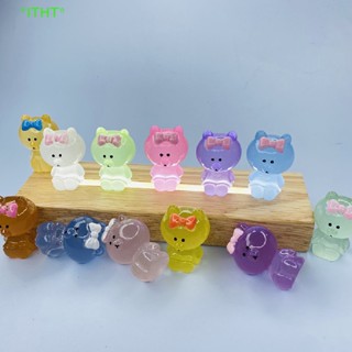 ITHT&gt; 2Pcs Mini Luminous Resin Bear Ornaments Cute Cartoon Bear Dolls Car Home Decor new