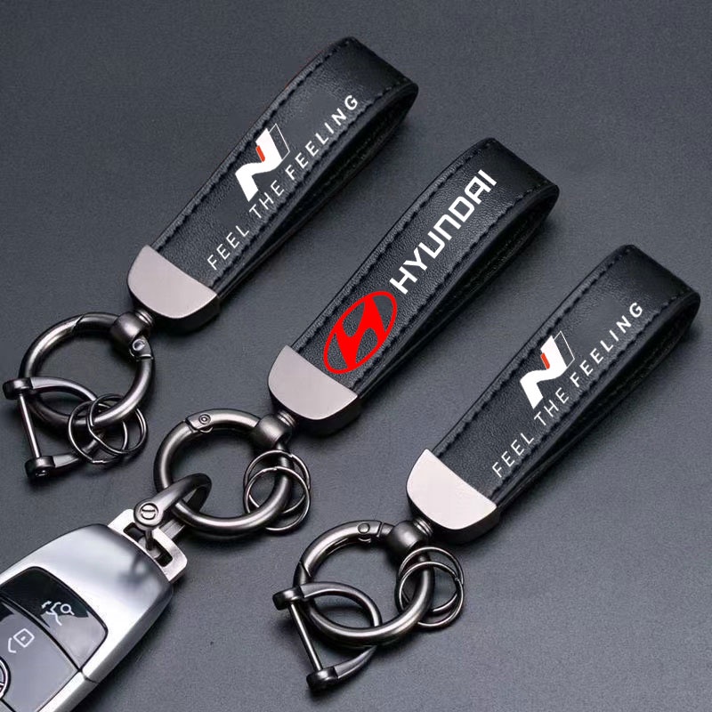 พวงกุญแจรถยนต์ หนังสังกะสี โลหะ ลายโลโก้รถยนต์ สําหรับ Hyundai N Line i10 Kona Getz Accent Elantra T