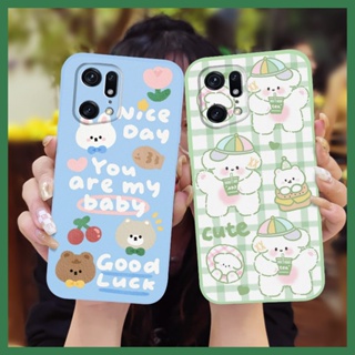 Anti-fall cute Phone Case For OPPO Find X5 Pro Cartoon Solid color Lens bump protection Skin feel silicone