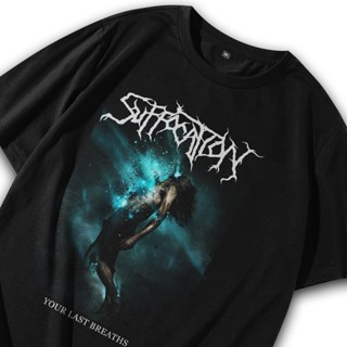 oversize T-shirt เสื้อยืดลําลอง แขนสั้น พิมพ์ลายวง Death Metal Suffocation สําหรับผู้ชาย Vol285 S-5XL