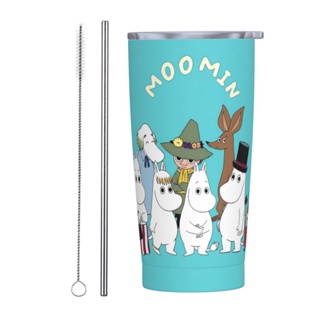 Moomin แก้วกาแฟ พร้อมหลอดดูด 20 ออนซ์ PS ด้านใน 304 ด้านนอก 201 สําหรับรถยนต์