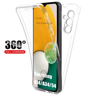 เคสซิลิโคน PC ใส ป้องกันหน้าจอ 360 องศา สําหรับ Samsung Glaxy A14 A34 A54 A33 A53 A23 5G