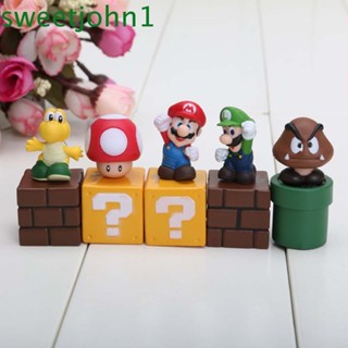 Sweetjohn โมเดลฟิกเกอร์พีวีซีรูปปั้น Super Mario Bros. สําหรับตกแต่งบ้าน 5 ชิ้น