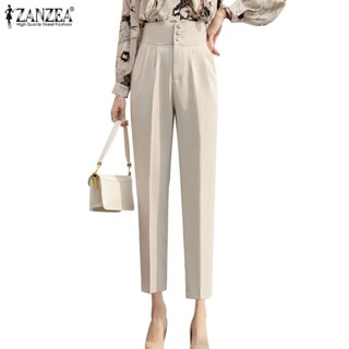 ZANZEA Women Korean Fashion Solid Formal Work High Waist Simple Pants