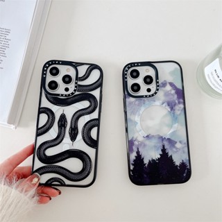 【Misty Forest Black Snake King】CASETIFY เคสป้องกันโทรศัพท์มือถืออะคริลิค ลายตัวอักษร สําหรับ iPhone 14 Pro MAX 11 12 13 Pro MAX 14 Plus