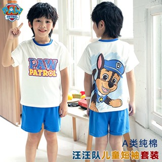 Paw Patrol เสื้อยืดแขนสั้น กางเกงขาสั้น ผ้าฝ้ายแท้ แฟชั่นฤดูร้อน สําหรับเด็กผู้ชาย และเด็กผู้หญิง