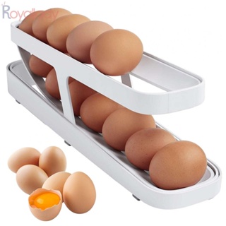 #ROYALLADY#Rolldown Refrigerator Egg Dispenser Auto Rolling Egg Holder 2 Tier 12-14 Eggs