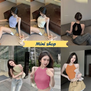 Mini shop🌸พร้อมส่ง🌸 (99082) เสื้อสายเดี่ยวไหมพรม เซ็กซี่เล็กน่ารักเบาๆ คิ้วมาก