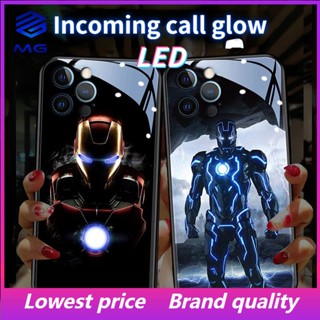 Mg เคสโทรศัพท์มือถือกระจก LED ลายมาร์เวล Iron Man สําหรับ Samsung S23Plus S23ultra S21ULTRA S21+ S22+ S22ULTRA S20+ A53 A72 A71 A52 A51 A32 A21S NOTE10 10Plus NOTE20ultra