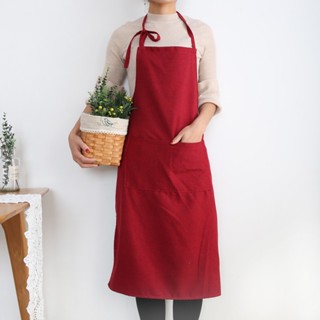 BBB Cotton and Linen Apron Simple Style Pure Colore Work Kitchenwear