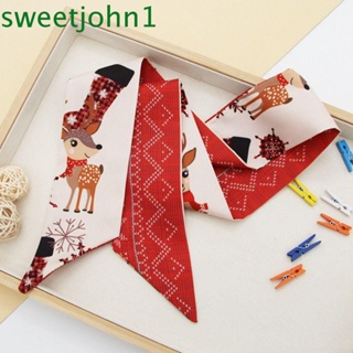 SWEETJOHN Christmas Hair Band  Bag Scarfs Accessories Korean Style Scarves New Years Headwear Neck Tie Collocation Clothing Accessories Printed Long Scarf Female Printed Scarf