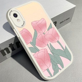 เคสโทรศัพท์มือถือหนัง PU ซิลิโคนนิ่ม ลายการ์ตูนดอกทิวลิป สีชมพู สําหรับ Redmi 9 9A 9C 10 2022 10A 10C K20 K40 Pro+