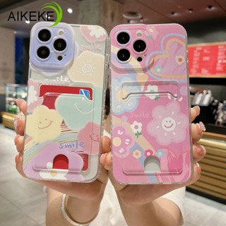 เคสโทรศัพท์มือถือนิ่ม แบบใส ลายหน้ายิ้ม พร้อมช่องใส่บัตร สําหรับ Xiaomi 13 12 Lite Pro 12X 12S 12T Pro Mi 11 Lite 11T 11X Pro 11i