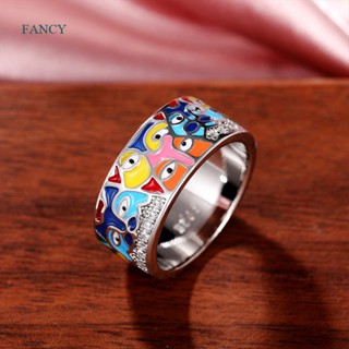 Fancy ใหม่ แหวนเพทาย รูปแมวน่ารัก แฮนด์เมด สีขาว เครื่องประดับแฟชั่น สําหรับผู้หญิง ของขวัญคริสต์มาส