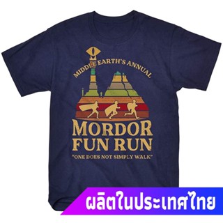 เสื้อยืดสีพื้นผู้ชาย BEARSA Mordor Fun Run Middle Earths Annual One Does Not Simply Walk Graphic Short Sleeve T-Shirt F