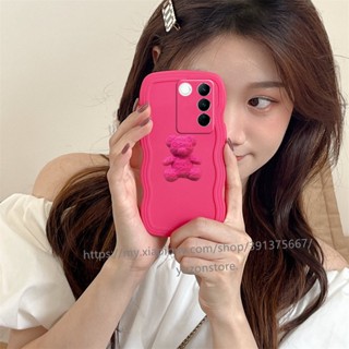 พร้อมส่ง เคสโทรศัพท์มือถือ ซิลิโคนนิ่ม ปิดด้านหลัง ลายหมีสามมิติ สีมาการอง สําหรับ VIVO V27 Pro V27e V23 5G Y21 Y21s Y21T Y33s Y33T เคส Phone Case