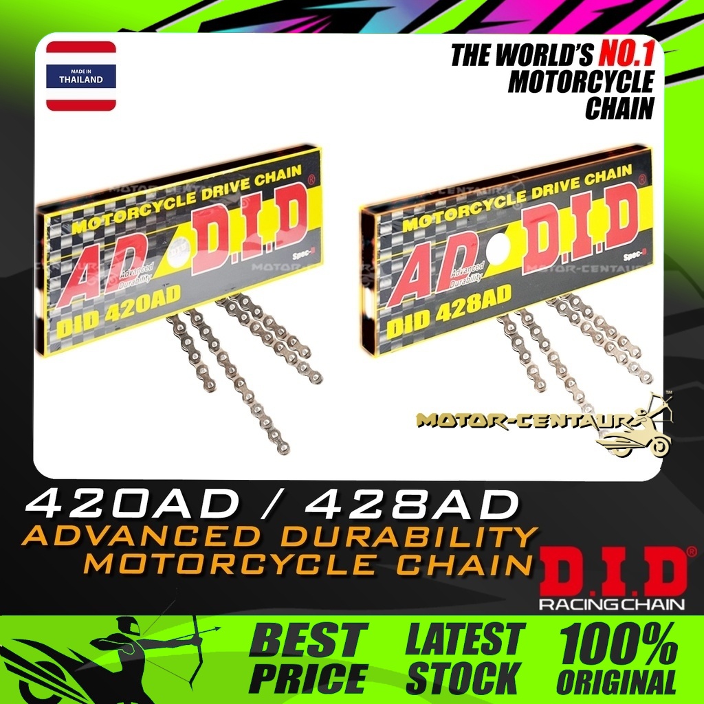 RANTAI DID RACING CHAIN 420AD 428AD 96L,100L,102L,104L,106L,108L,110L,112L,114L,116L,118L,120L,122L,