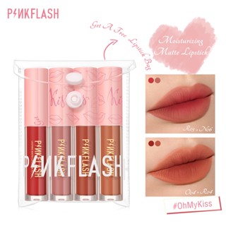 Pinkflash ลิปสติก ลิปกลอส เนื้อแมตต์ ให้ความชุ่มชื้น 4 ชิ้น