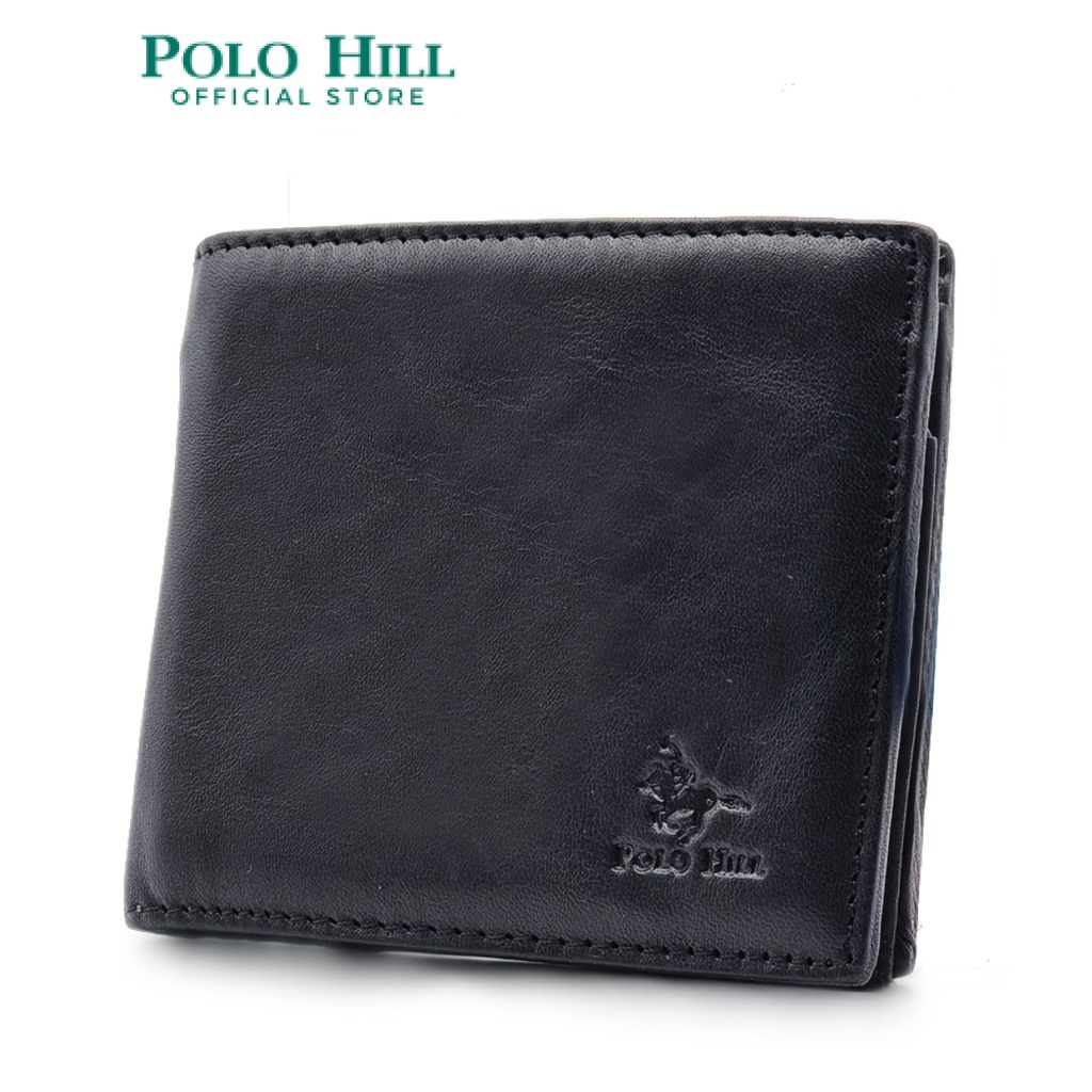 POLO HILL Mens Leather BiFold Wallet with Coin Compartment M-PHW-6065-AB