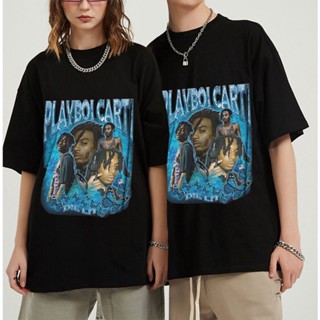 【พร้อมส่ง】เสื้อยืดผ้าฝ้าย แขนสั้น พิมพ์ลายกราฟฟิคนักร้องฮิปฮอป Rap Playboi Carti UV3M สไตล์วินเทจ โอเวอร์ไซซ์ แฟชั่นสําห