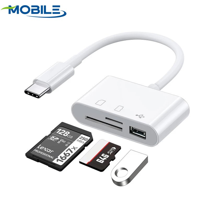 Usb C SD Card Reader อะแดปเตอร์ TF SD การ์ดหน่วยความจํา OTG Connector Data Transfer สําหรับ Huawei USB Type C Cardreader 3 ใน 1 Type-C อะแดปเตอร์
