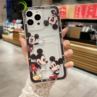 เคสโทรศัพท์มือถือ แบบนิ่ม ลายการ์ตูนมิกกี้ เมาส์ พร้อมช่องใส่บัตร สําหรับ OPPO A55 A54 A53 A32 A33 2020 A53S 4G A11S 2022 A92 A72 A52 A5 A3S A9 A5 2020