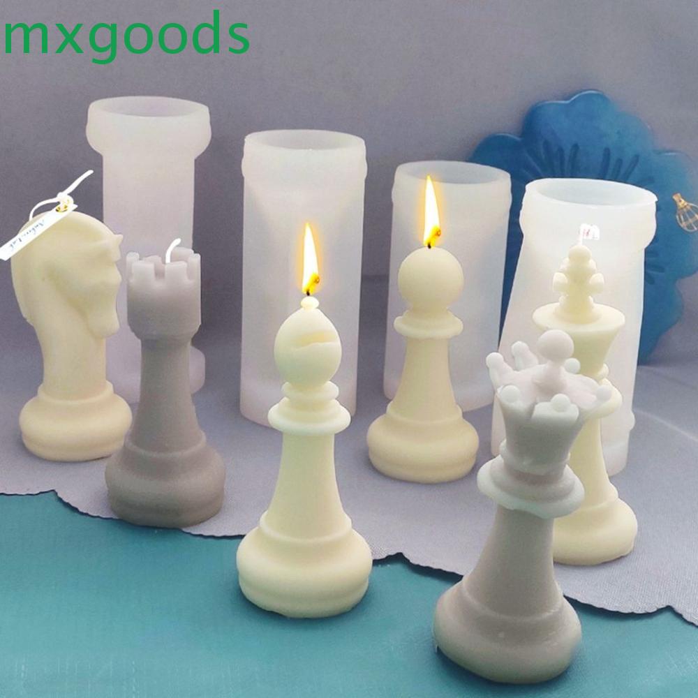 Mxgoods แม่พิมพ์ทําเทียนรูปหมากรุก 3D ทนทาน Diy 6 แบบ 1 ชิ้นสําหรับตกแต่งบ้าน
