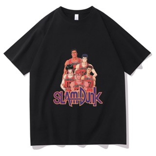 S-5XL [round neck 100% cotton t-shirt] oversized trendy Anime SLAM DUNK Hanamichi Sakuragi and Kaede Rukawas Sportswear