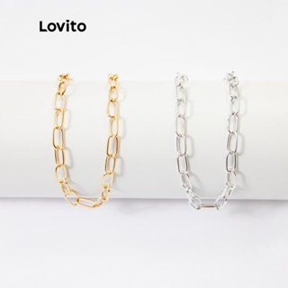 Lovito 2 ชิ้นสร้อยคอโซ่โลหะ เรียบง่าย L233L213 (สีทอง/สีเงิน)