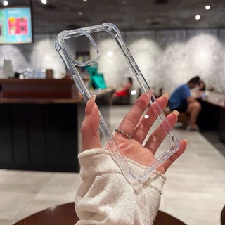 เคสใสกันกระแทก For iPhone 11 17 15 12 13 14 16 Pro Max 7 8 Plus XS Max XR tpu+PC เคสใสอะคริลิค แบบหนา ป้องกันเลนส์กล้อง