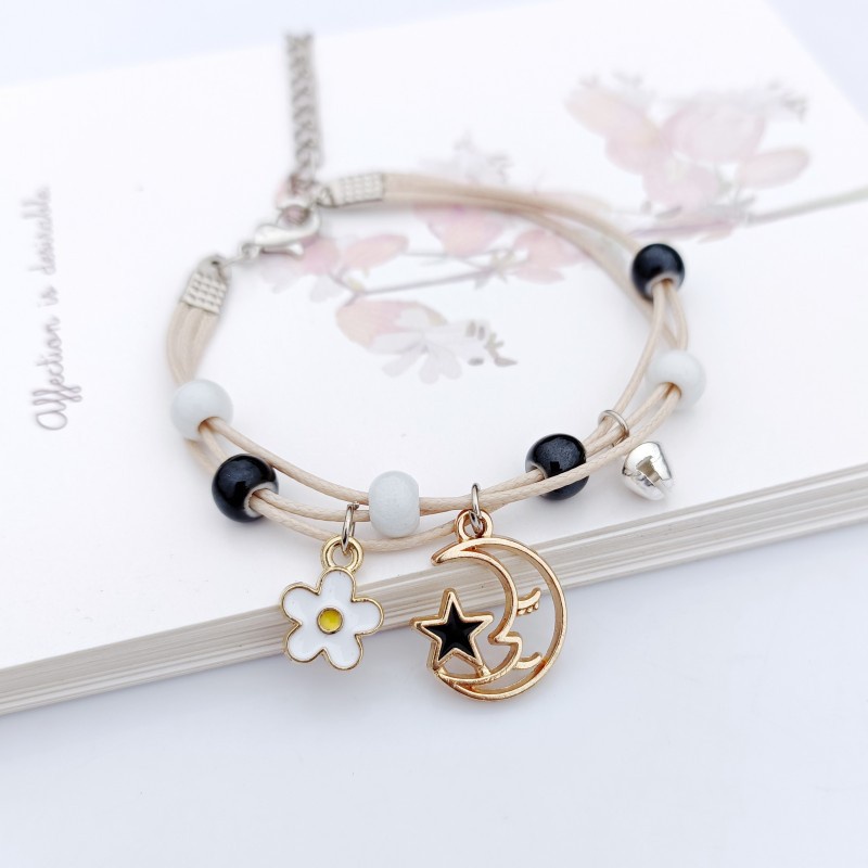 เครื่องประดับ สร้อยข้อมือเซรามิค ลายดาว ดวงจันทร์ ขนาดเล็ก น่ารัก ให้เป็นของขวัญ สําหรับนักเรียนหญิง