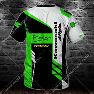 ใหม่ เสื้อยืดลําลอง แขนสั้น พิมพ์ลายโลโก้รถจักรยานยนต์ Kawasaki 3D สไตล์ฮิปฮอป ฮาราจูกุ คุณภาพสูง สําหรับผู้ชาย