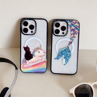 【หางปลายูนิคอร์น】CASETiFY เคสโทรศัพท์มือถือ อะคริลิค แม่เหล็ก ลายตัวอักษร แกะสลัก สําหรับ iPhone 14 Pro MAX 11 12 13 Pro MAX 14 Plus