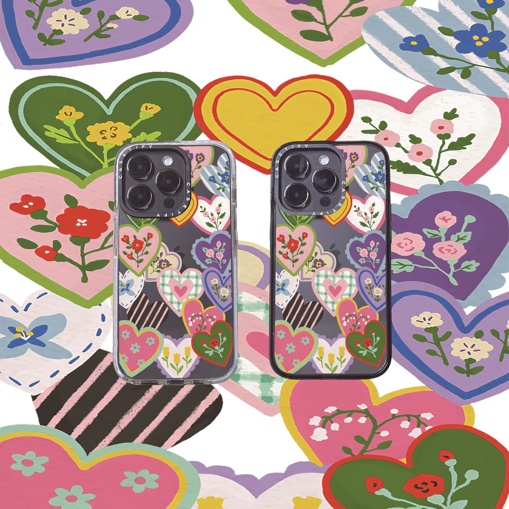 Casetify X เคสโทรศัพท์มือถืออะคริลิค TPU ใส ขอบขาวดํา ลายดอกไม้ พร้อมกล่อง สําหรับ Apple IPhone 11 12 13 14 Pro Max