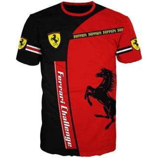 เสื้อยืด พิมพ์ลาย FERRARI FOR-MULA 1 CHALLEN-GE FERRARI 3D สําหรับผู้ชาย